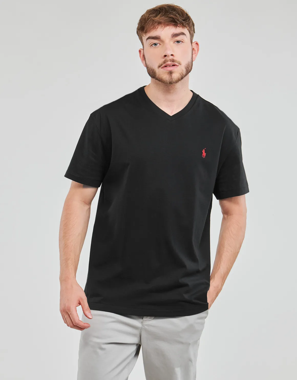 T-SHIRT AJUSTE COL V EN COTON