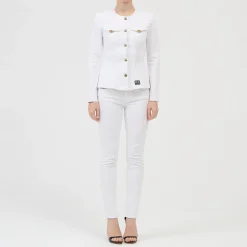 Veste en jean avec détails en métal doré