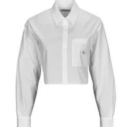 WOVEN LABEL CROPPED SHIRT