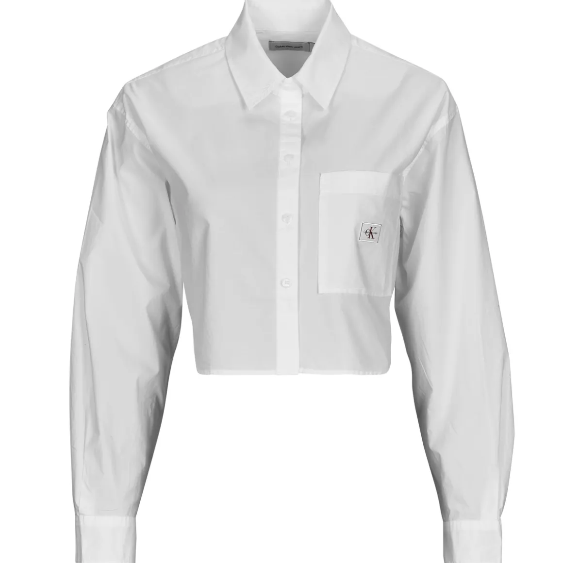 WOVEN LABEL CROPPED SHIRT