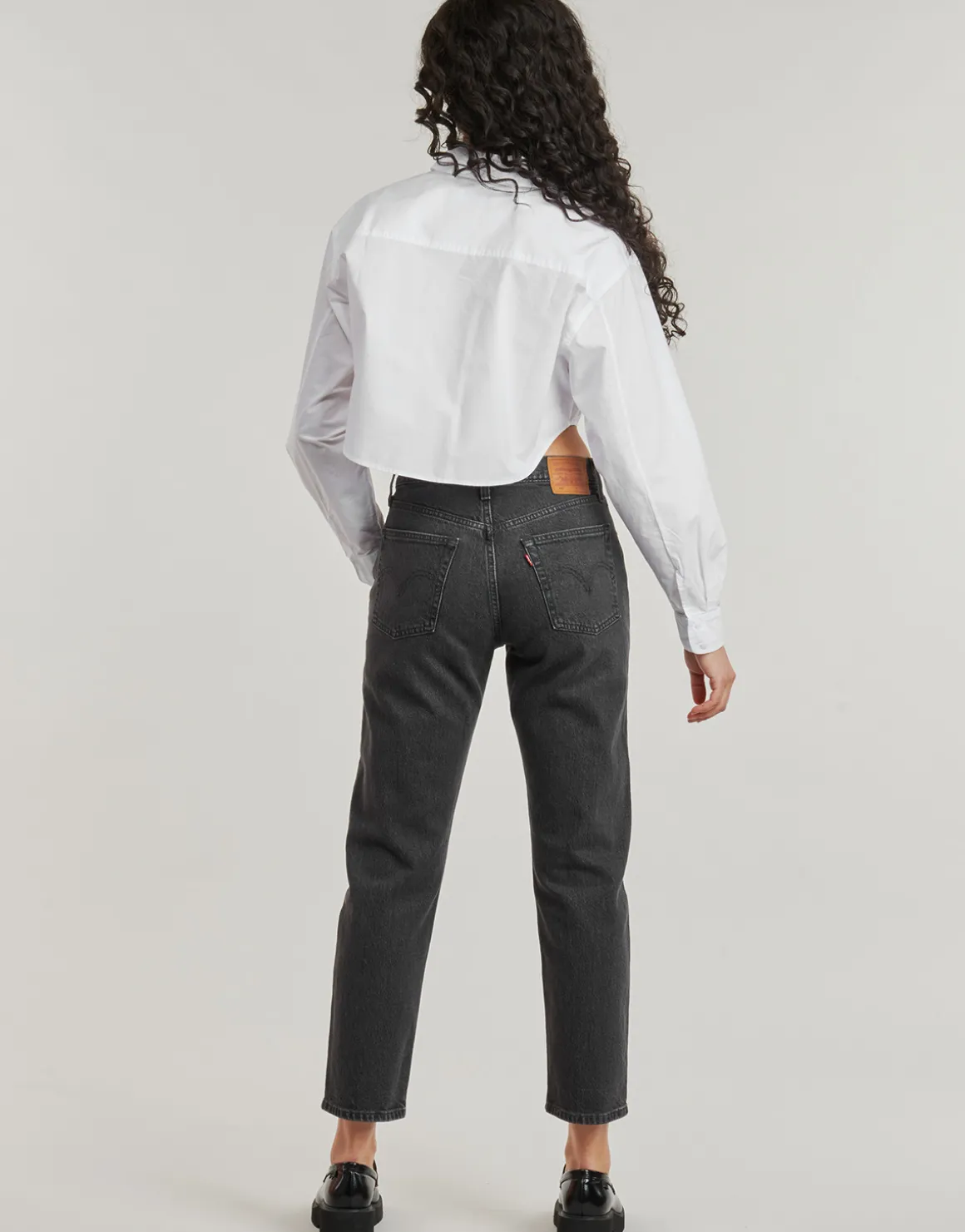 WOVEN LABEL CROPPED SHIRT