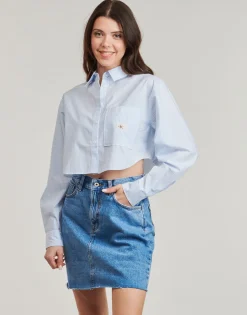 WOVEN LABEL CROPPED SHIRT
