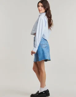 WOVEN LABEL CROPPED SHIRT